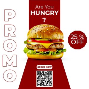 burger promotional poster that highlights the CTA as a contrast