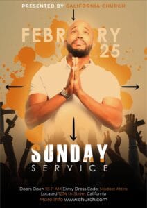 church event poster showing the implementation of space in the design principle contrast