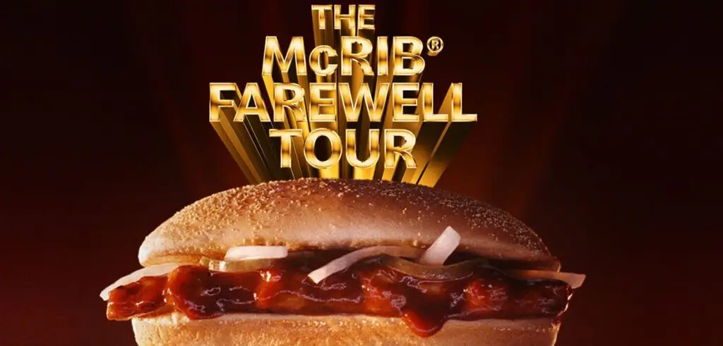 McRib farewell tour poster, 2022. one of the best examples of marketing campaigns