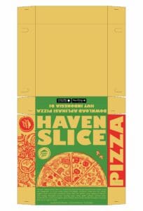 pizza packaging showing contrasting text and background color
