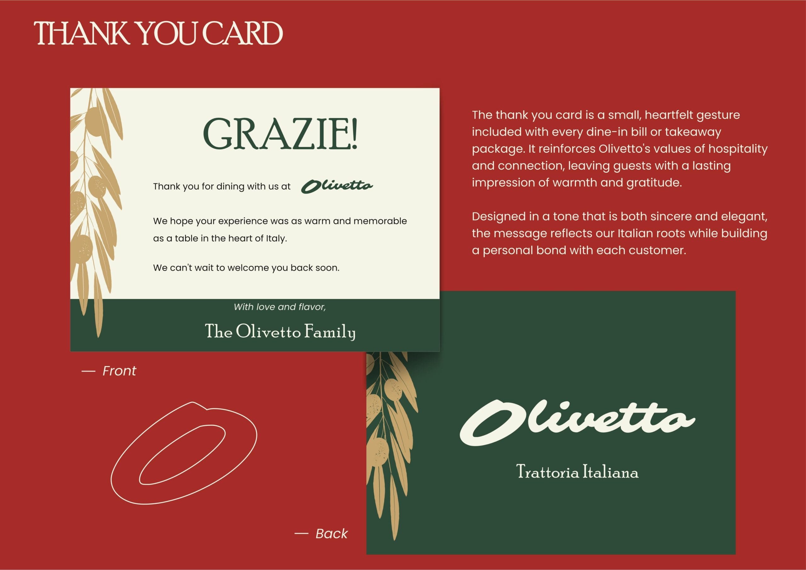 Branding project for Olivetto Italian-American restaurant by Koalart Creative, a branding agency for small business