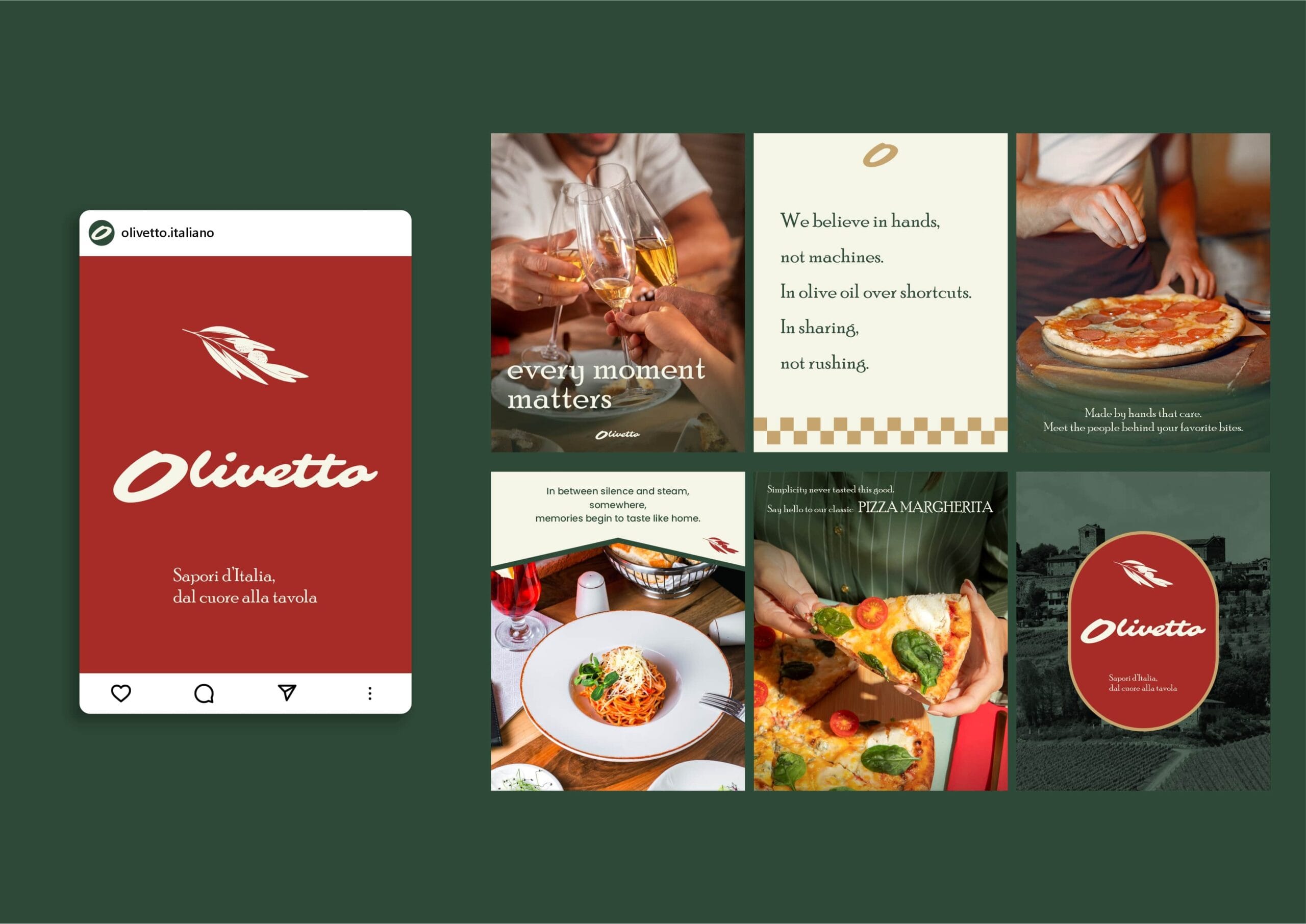 Branding project for Olivetto Italian-American restaurant by Koalart Creative, a branding agency for small business