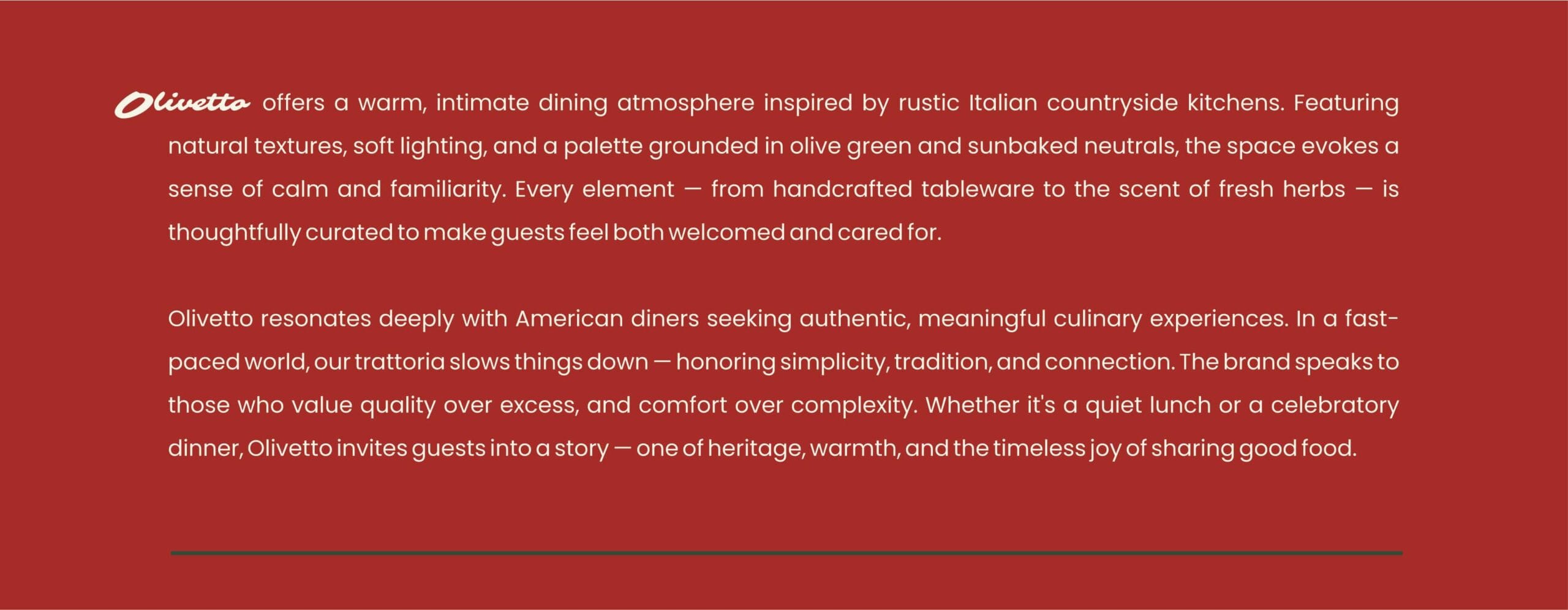 Branding project for Olivetto Italian-American restaurant by Koalart Creative, a branding agency for small business