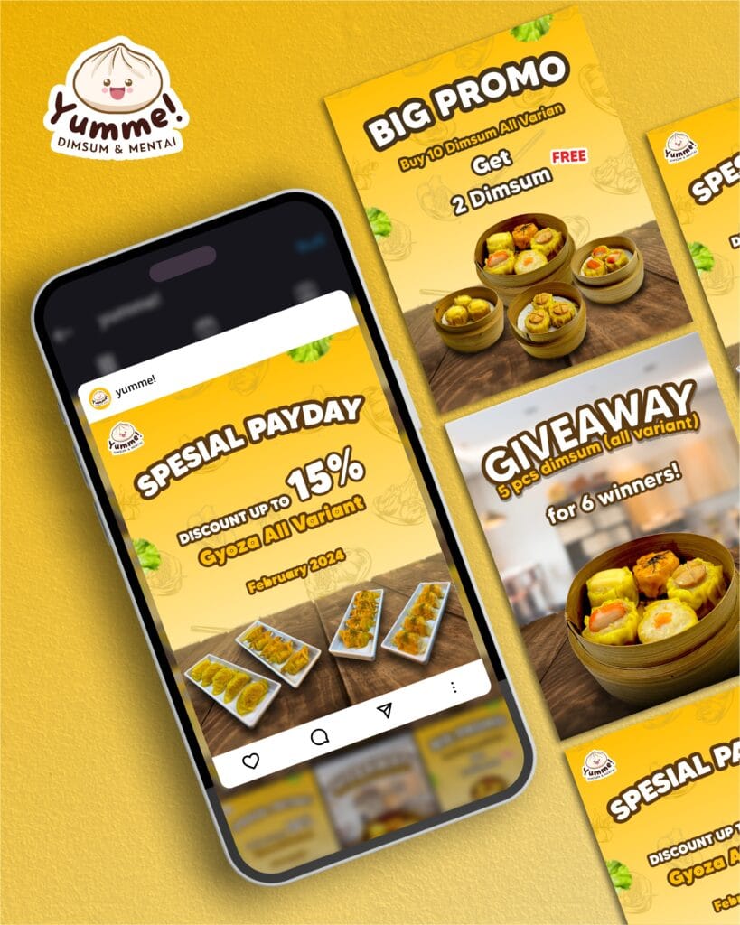 Colorful and engaging social media design for Yumme: Dimsum & Mentai by Koalart Creative, branding agency for small business