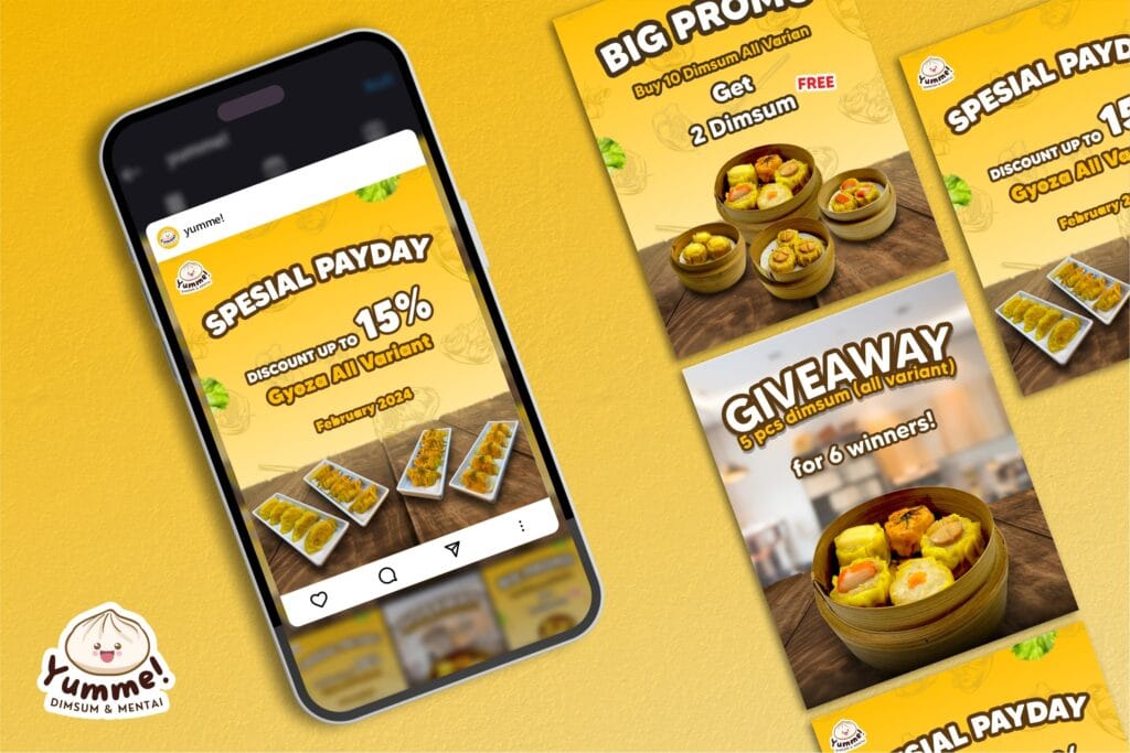 Social media design for Yumme dimsum & mentai by branding agency for small business