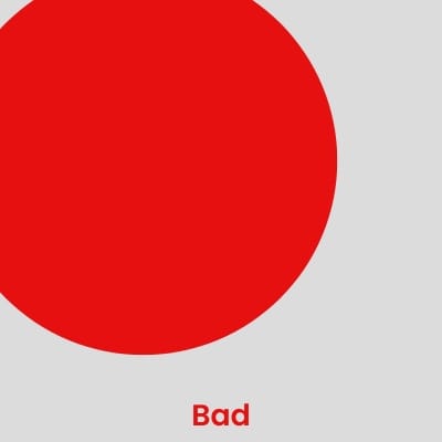 circle image showing the wrong application of white space design principles