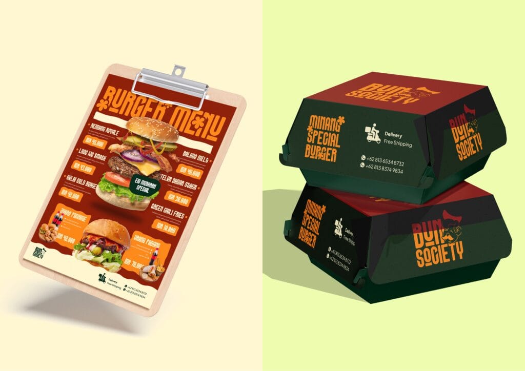 Bun Society restaurant branding project by a branding agency for small business.