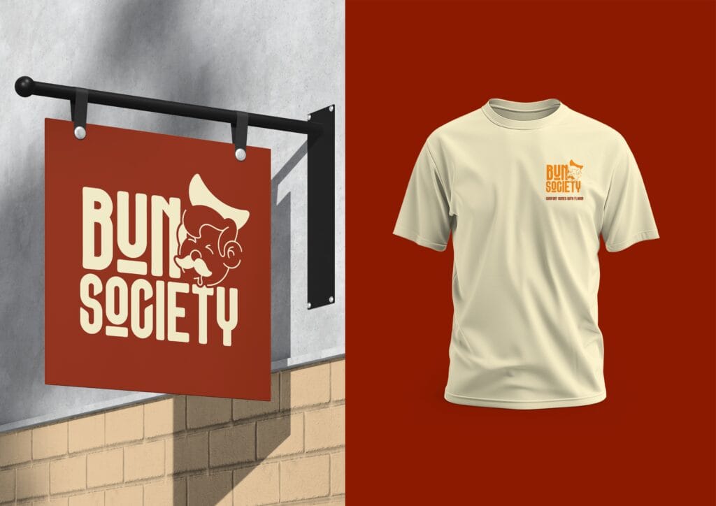 Bun Society restaurant branding project by a branding agency for small business.