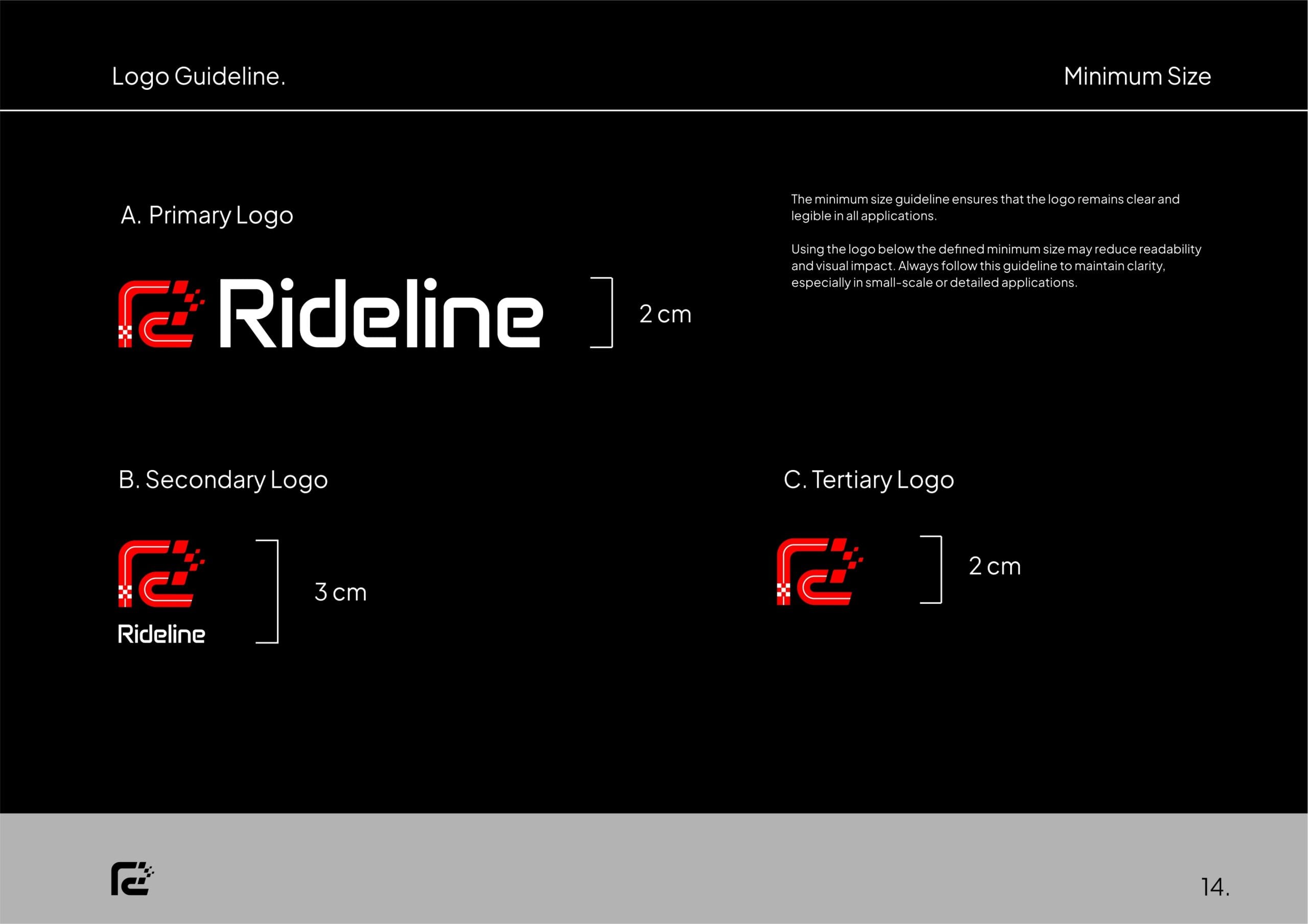 Rideline helmet and apparel branding project by a branding agency for small business.