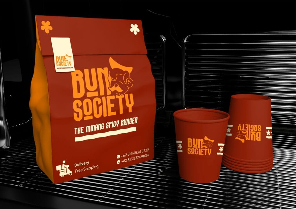 Bun Society restaurant branding project by a branding agency for small business.