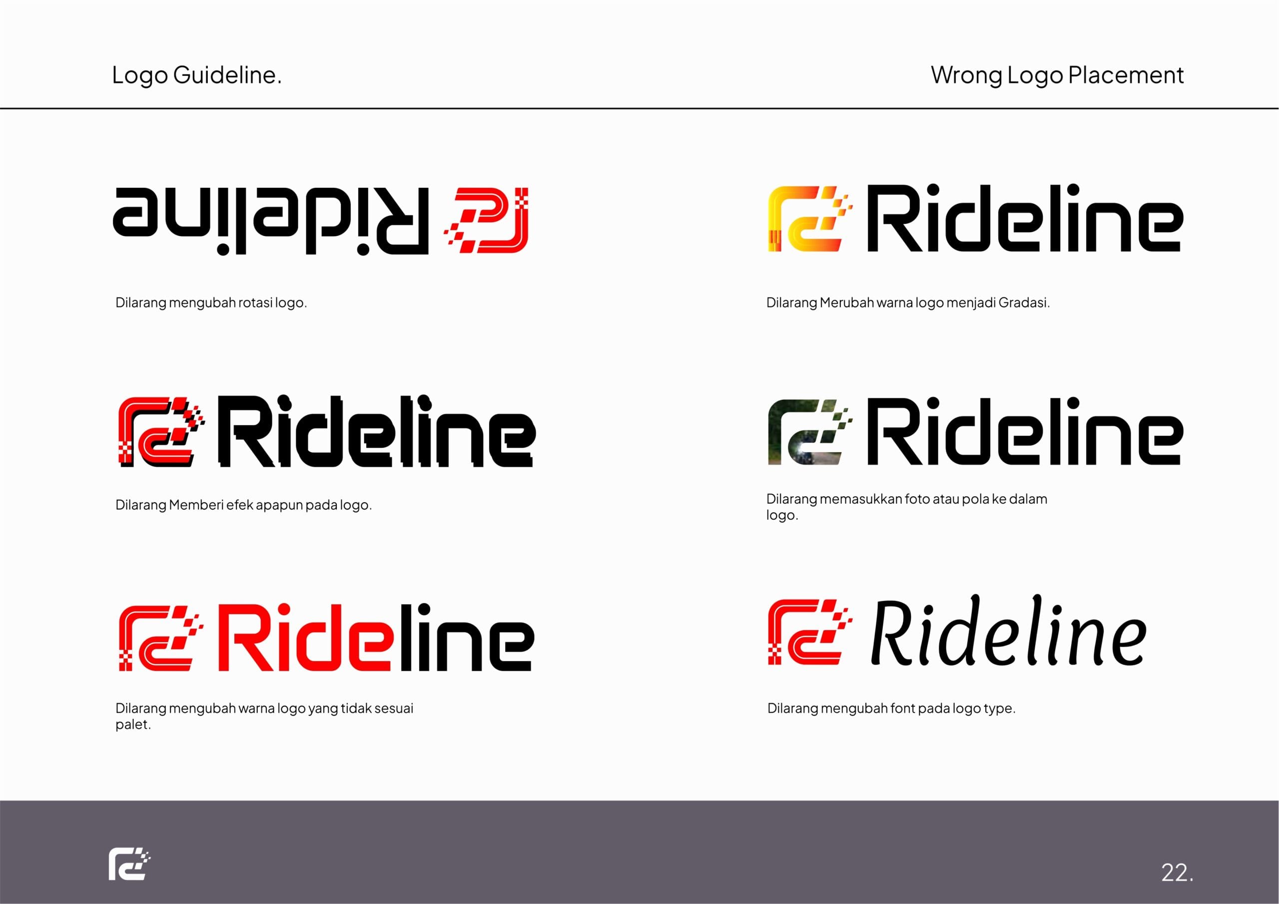Rideline helmet and apparel branding project by a branding agency for small business.