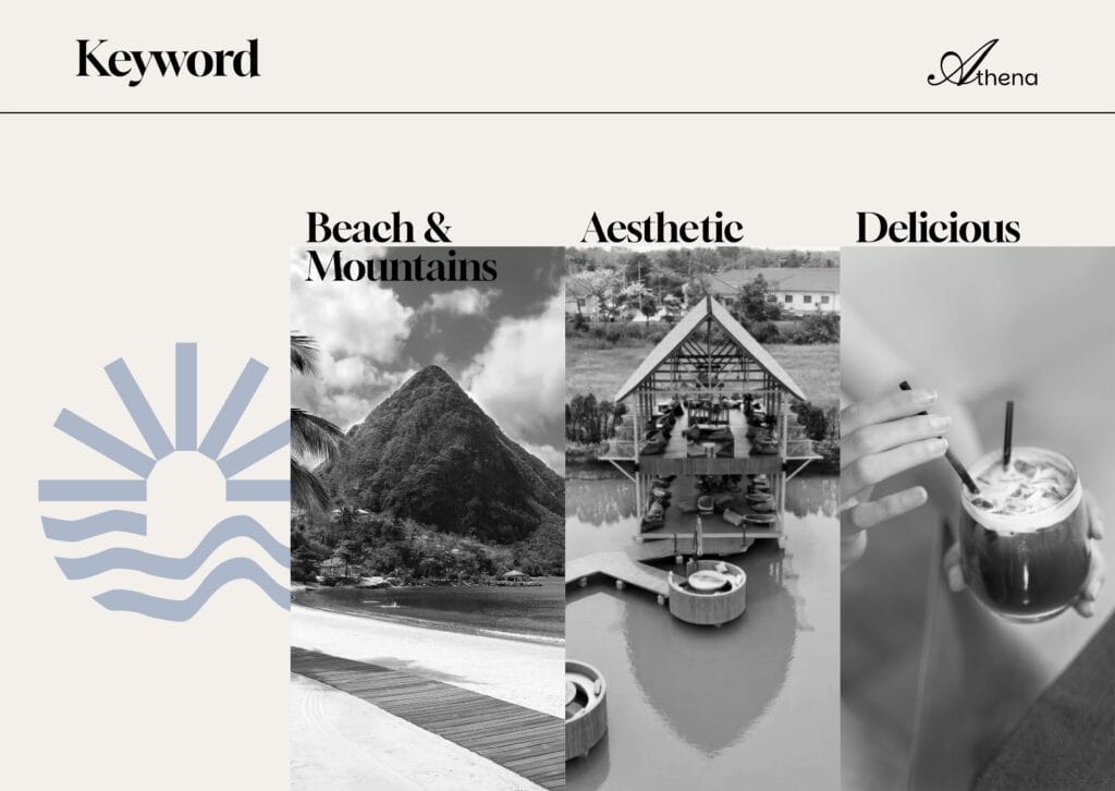 Athena Beach & Resort branding project by Koalart Creative, a branding agency for small business.