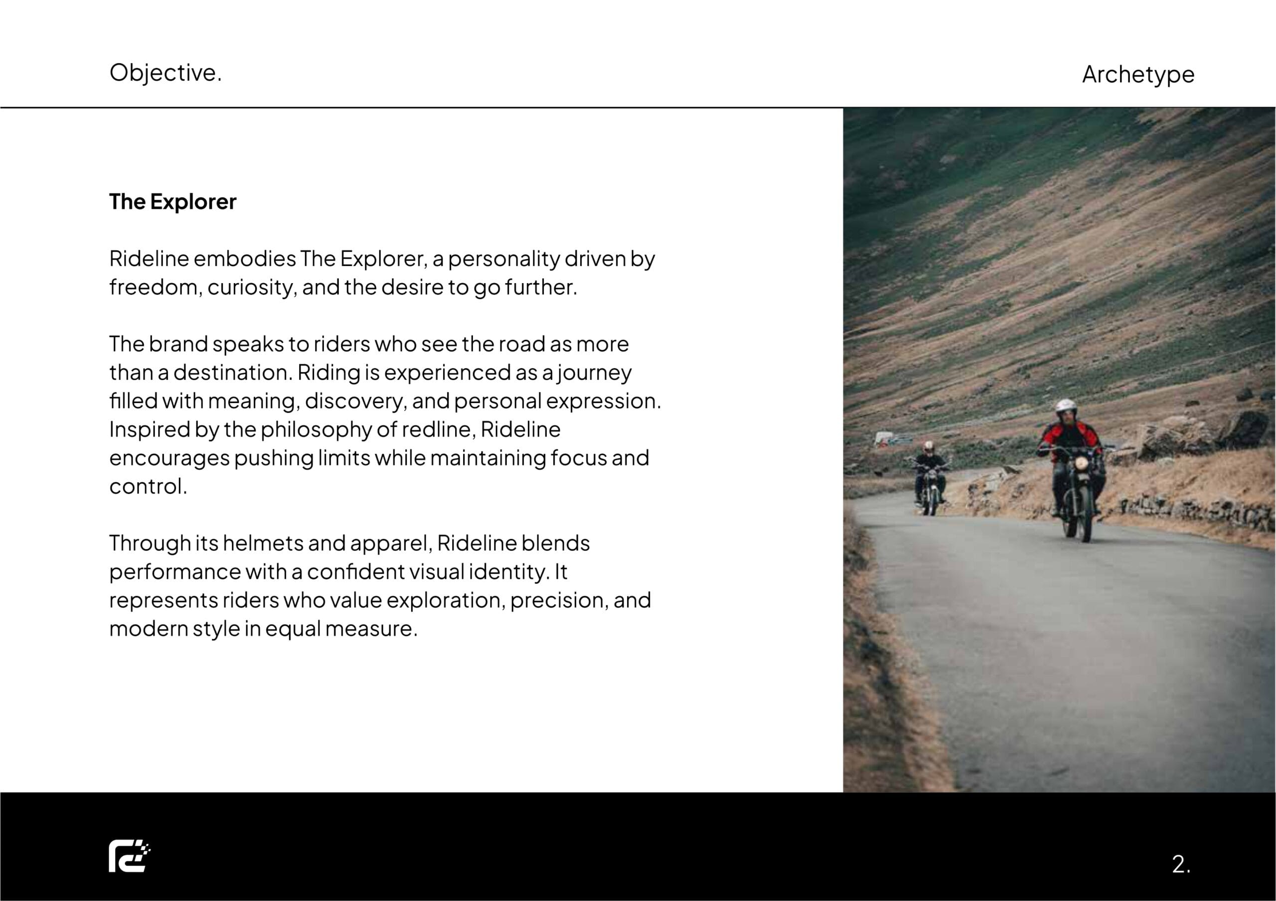 Rideline helmet and apparel branding project by a branding agency for small business.