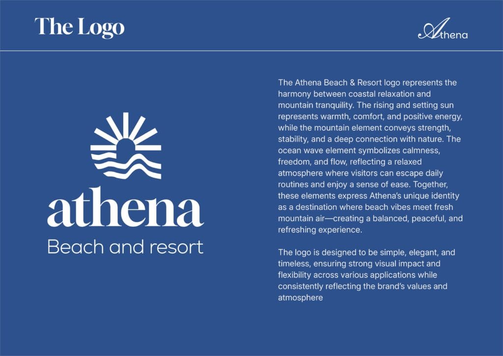 Athena Beach & Resort branding project by Koalart Creative, a branding agency for small business.