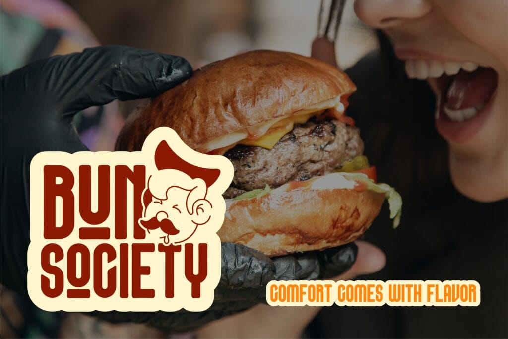 Bun Society restaurant branding project by a branding agency for small business.