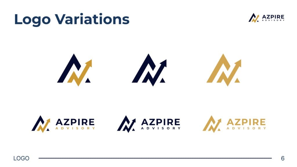Azpire Advisory brand identity project by a branding agency for small business.