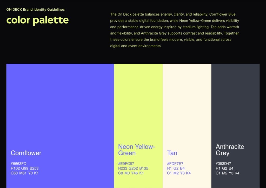 On Deck cheerleading schedule platform branding by Koalart Creative, a branding agency for small business