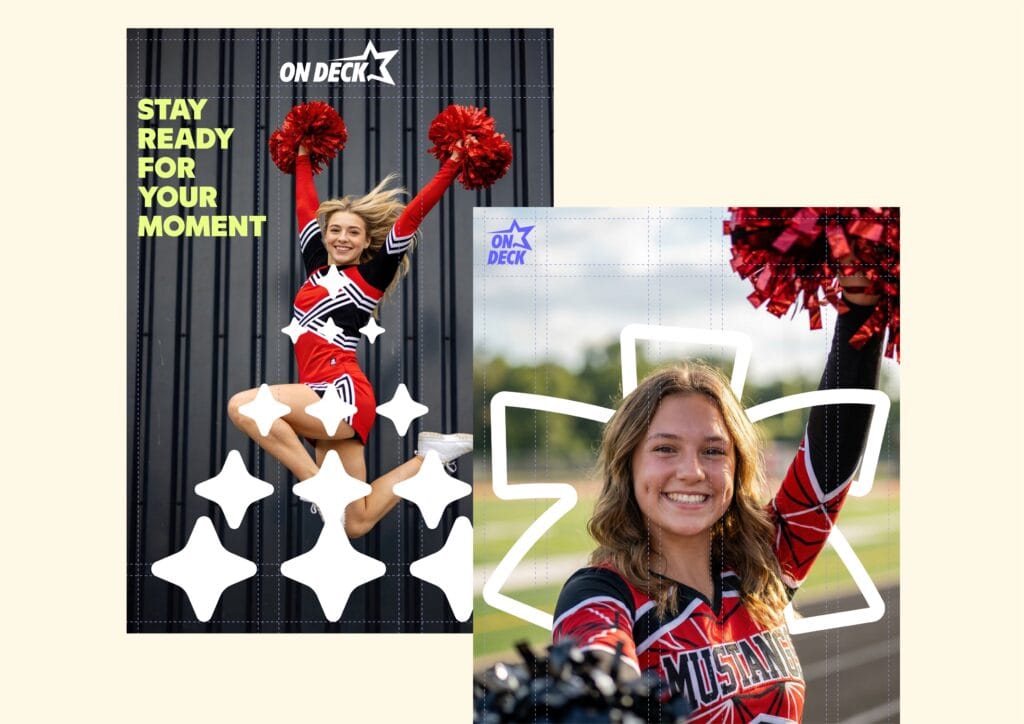 On Deck cheerleading schedule platform branding by Koalart Creative, a branding agency for small business