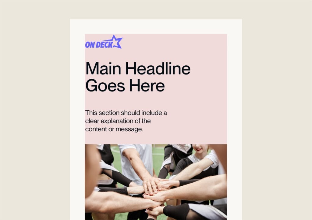 On Deck cheerleading schedule platform branding by Koalart Creative, a branding agency for small business