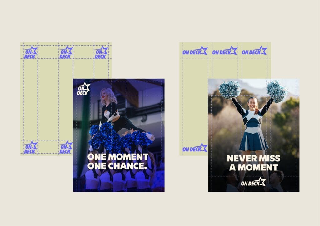 On Deck cheerleading schedule platform branding by Koalart Creative, a branding agency for small business