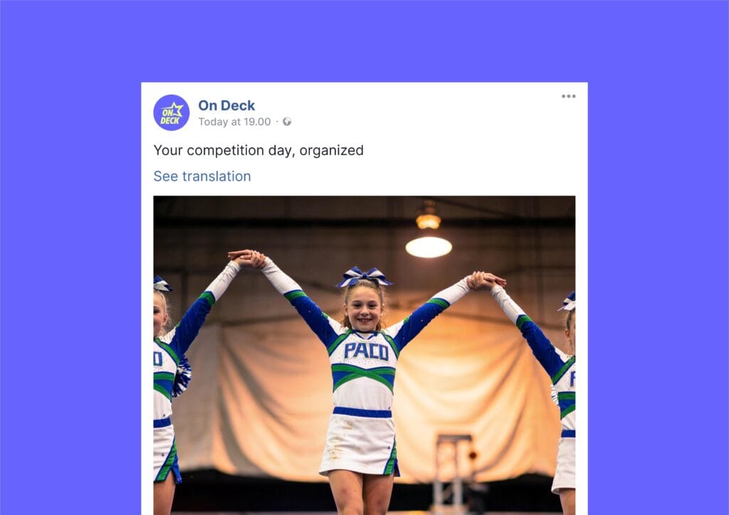 On Deck cheerleading schedule platform branding by Koalart Creative, a branding agency for small business