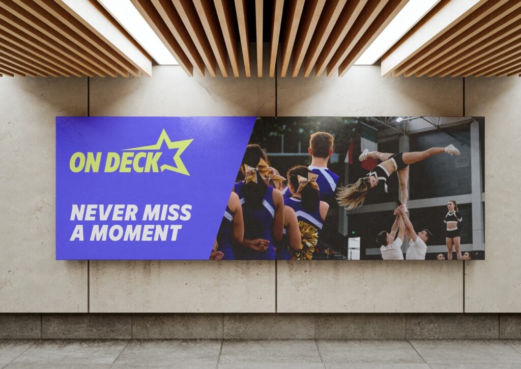 On Deck cheerleading schedule platform branding by Koalart Creative, a branding agency for small business