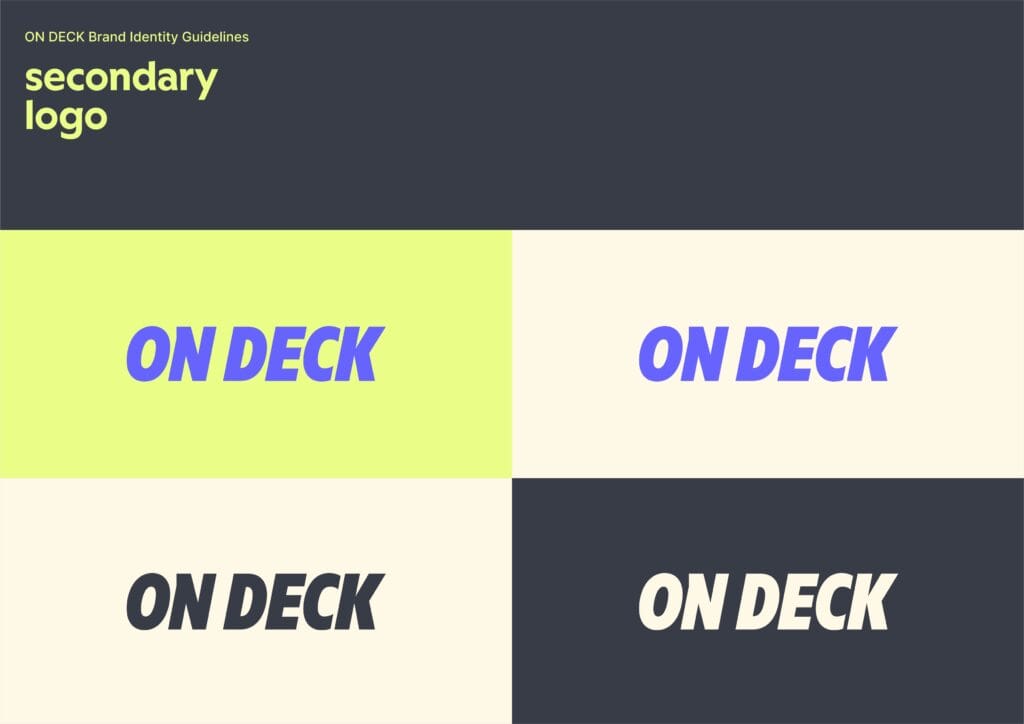 On Deck cheerleading schedule platform branding by Koalart Creative, a branding agency for small business
