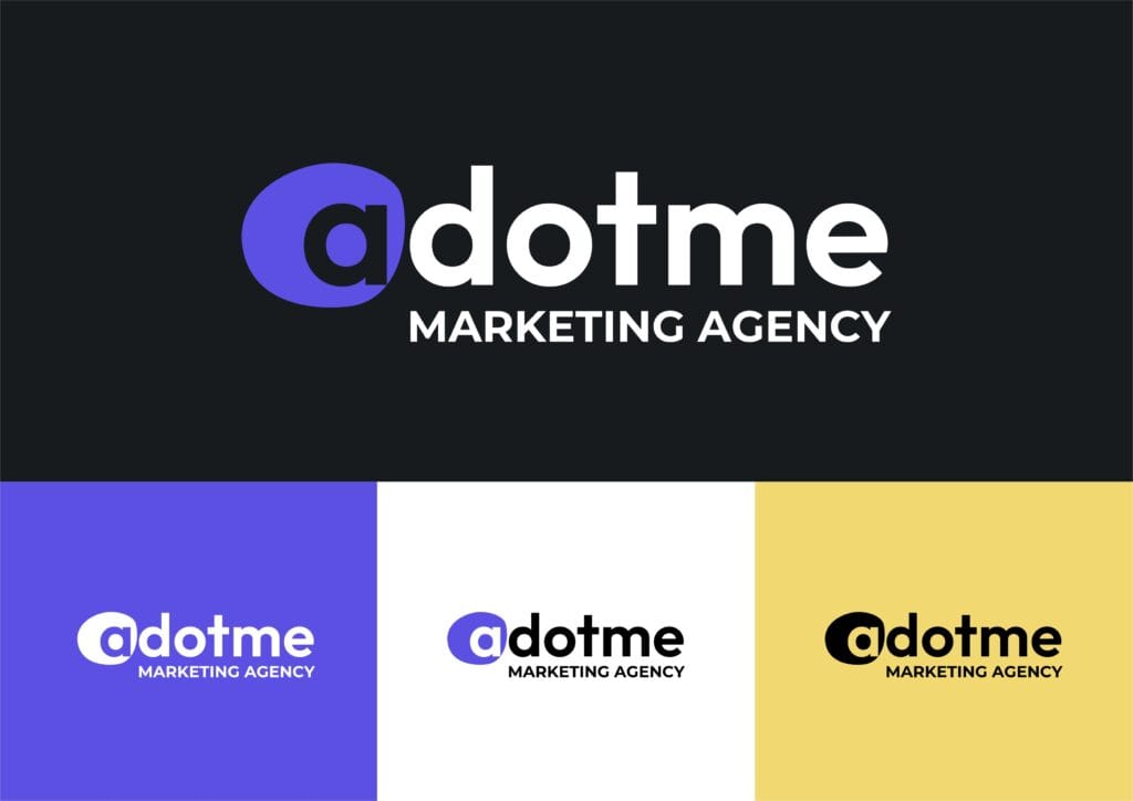 Modern marketing agency brand identity design with clean logo design, visual identity, and digital branding elements.