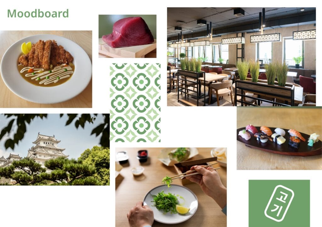 Modern Korean restaurant branding with clean logo design, visual identity, and minimal menu design.
