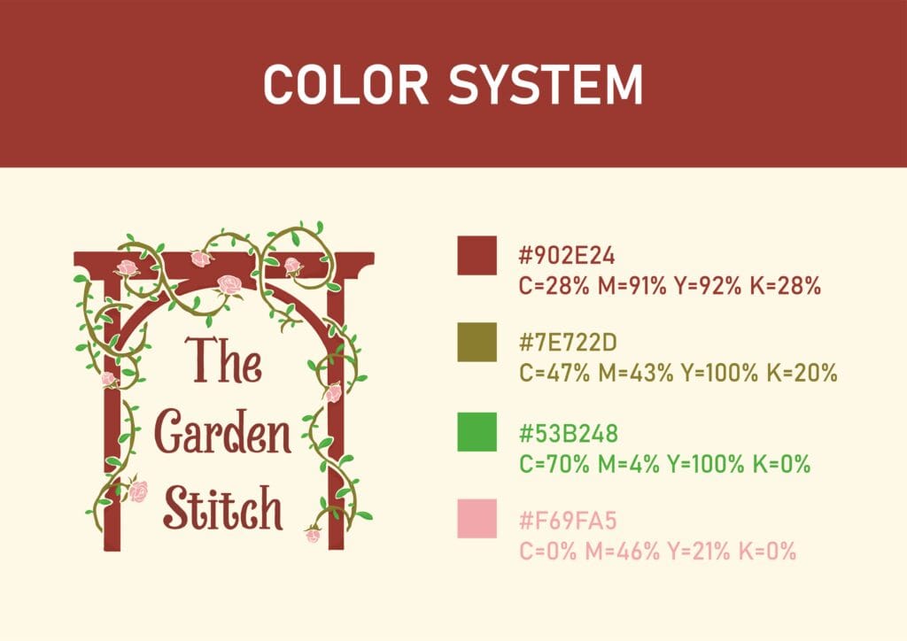 The Garden Stitch garden-inspired logo and brand identity.