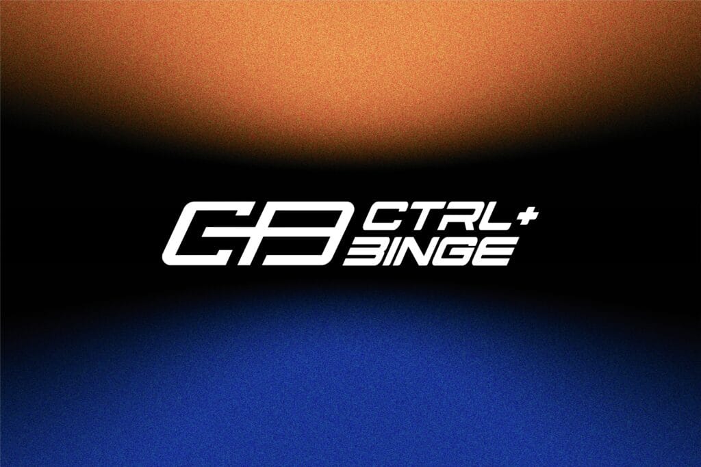 Ctrl+Binge entertainment brand identity with screen-inspired logo and bold typography.