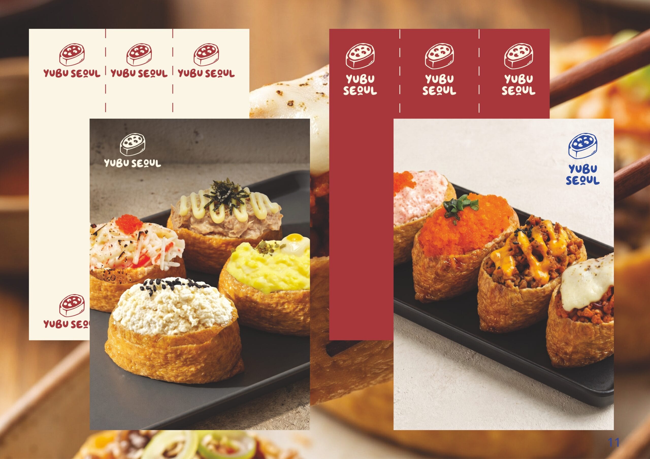 Yubu Seoul Korean restaurant branding with custom logo and food illustrations