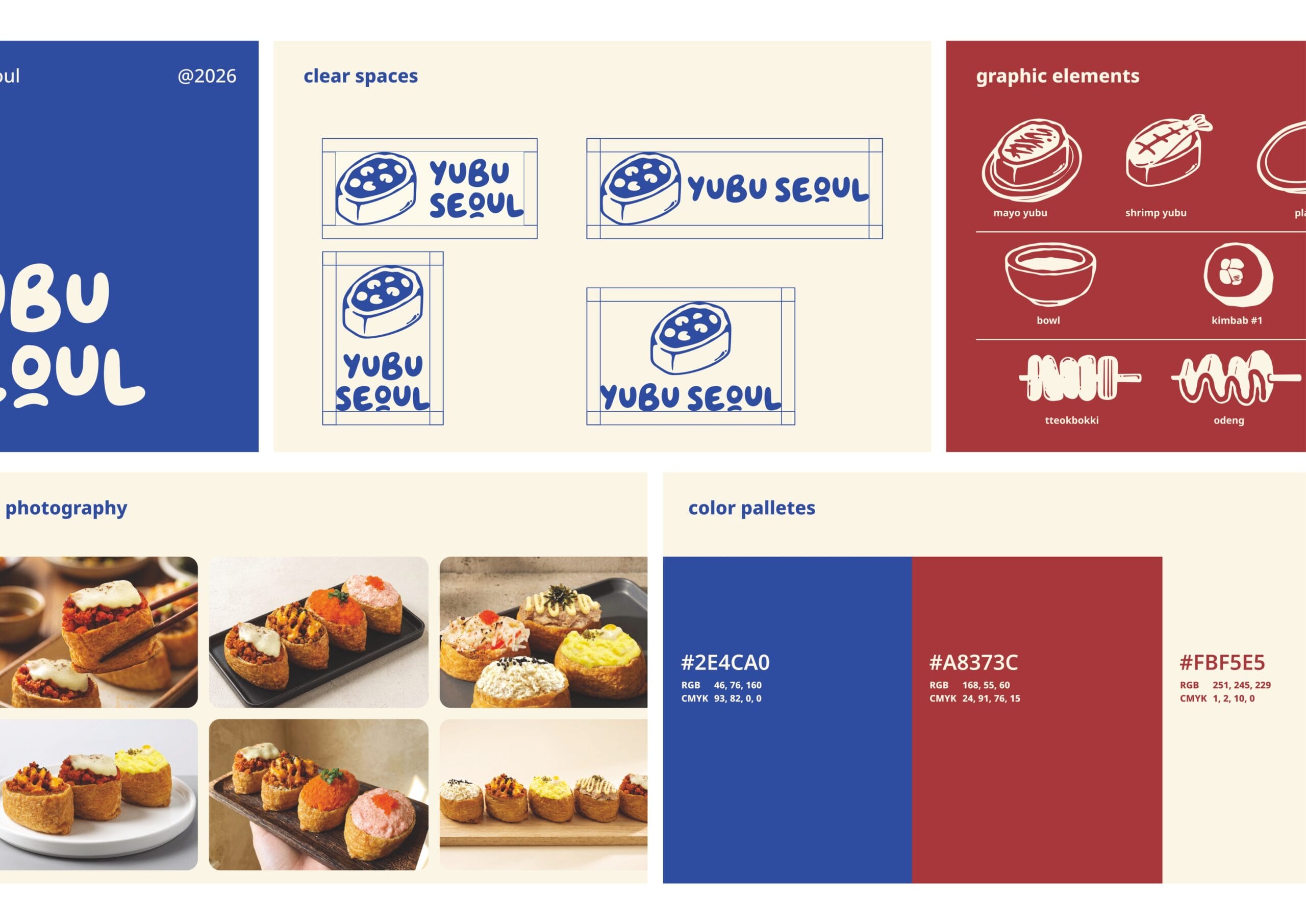 Yubu Seoul Korean restaurant branding with custom logo and food illustrations