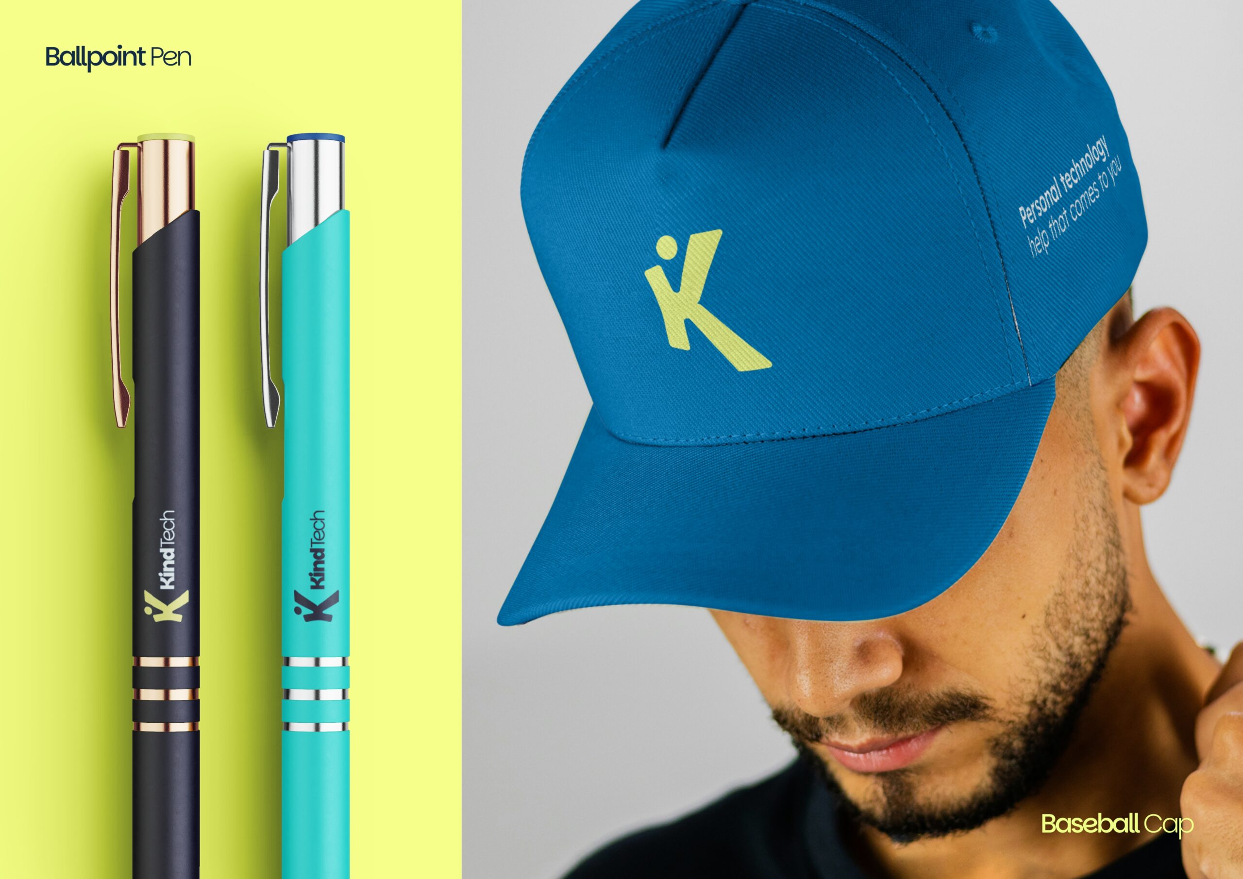 Kind Tech LA branding with a custom logo and marketing materials for senior technology support.