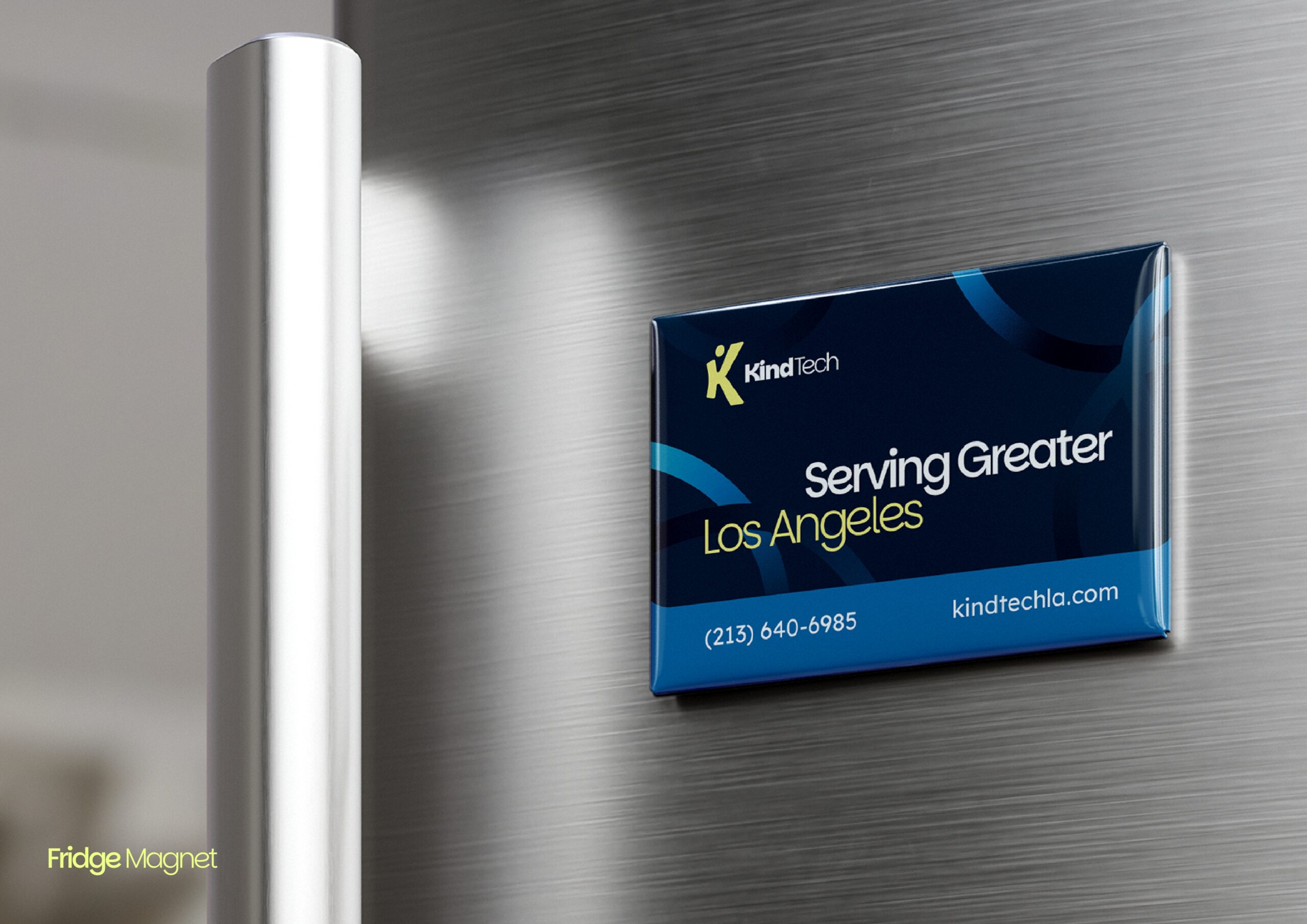 Kind Tech LA branding with a custom logo and marketing materials for senior technology support.