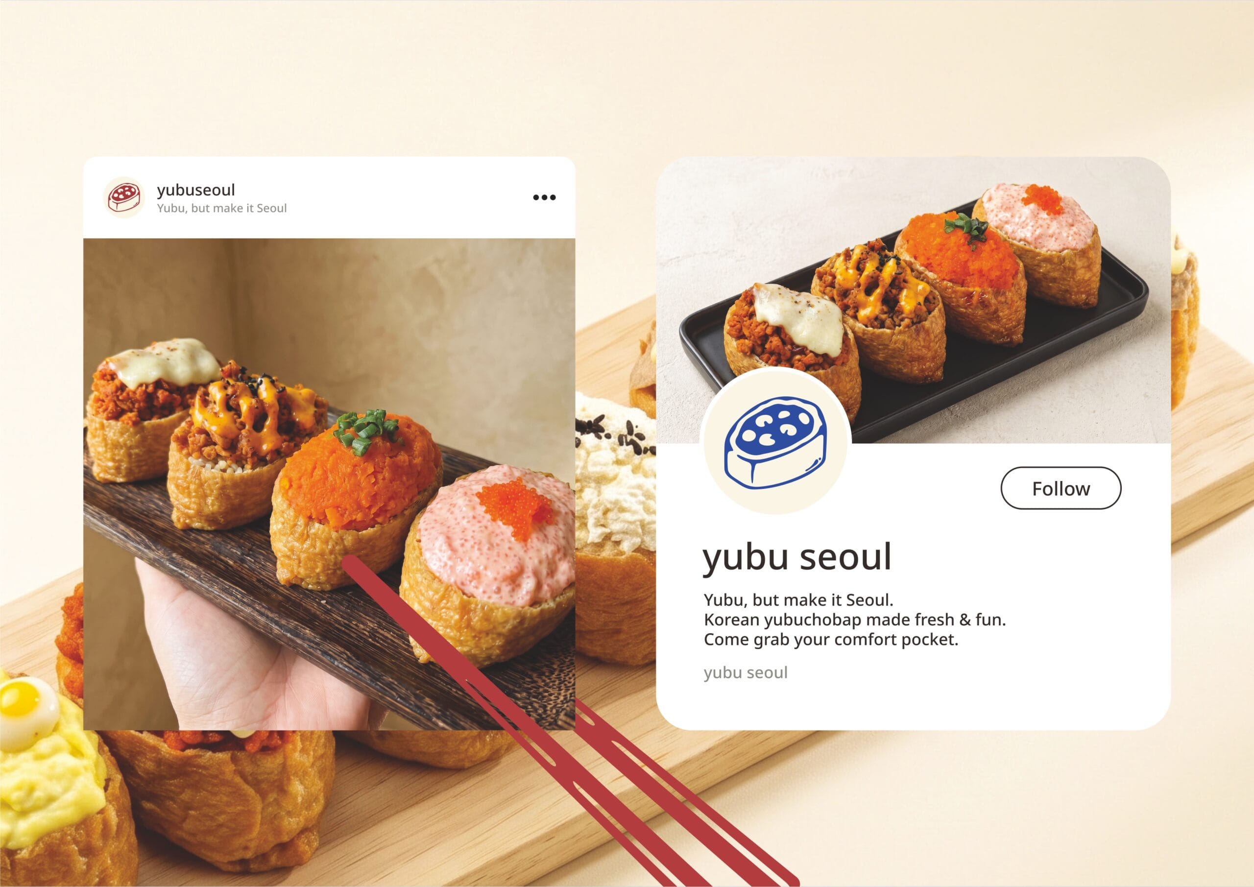 Yubu Seoul Korean restaurant branding with custom logo and food illustrations
