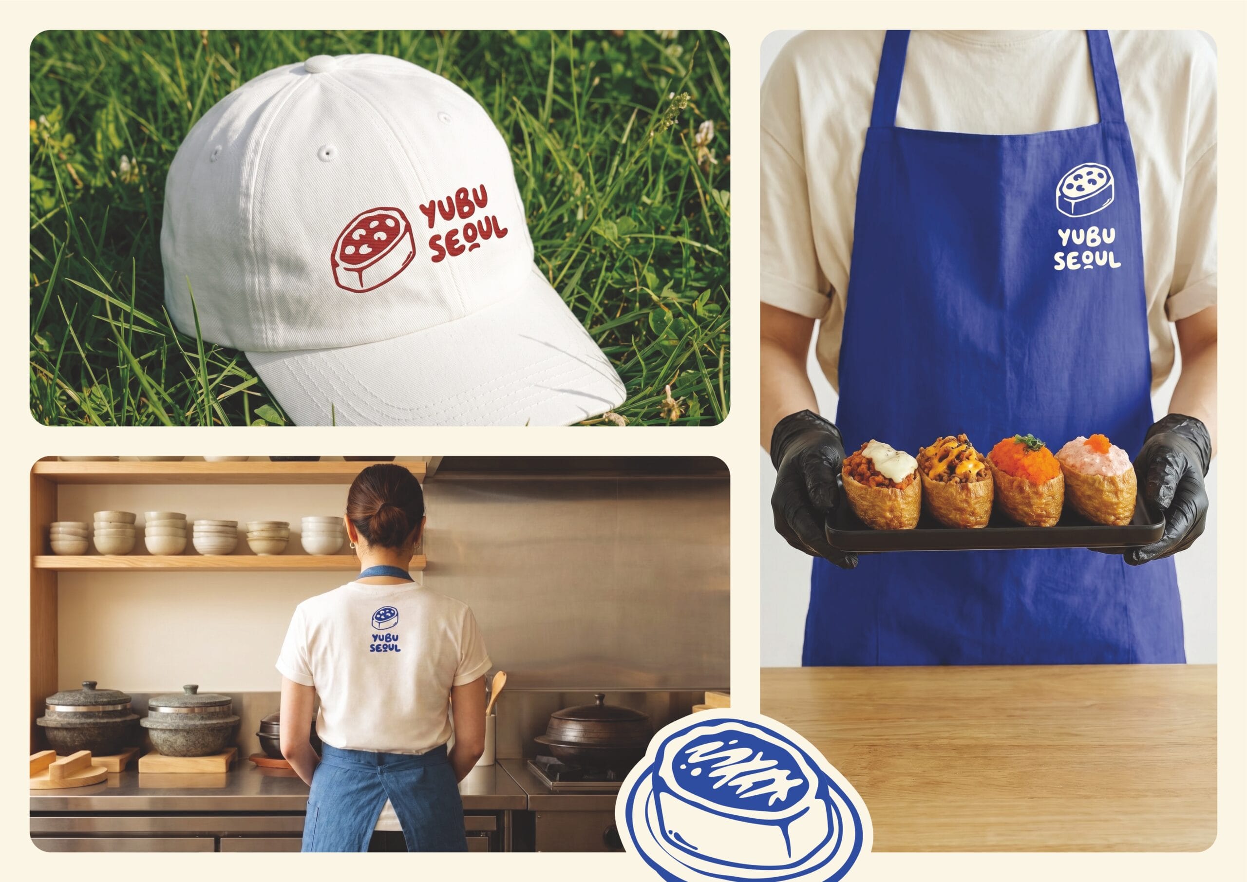 Yubu Seoul Korean restaurant branding with custom logo and food illustrations