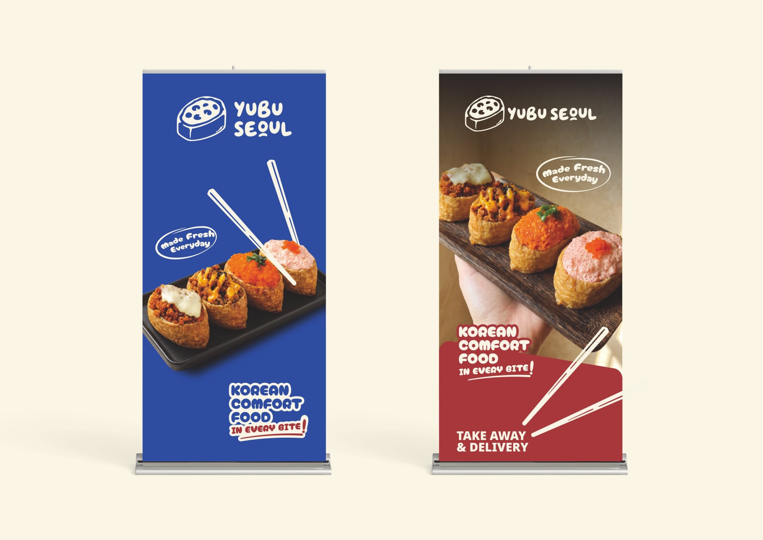 Yubu Seoul Korean restaurant branding with custom logo and food illustrations