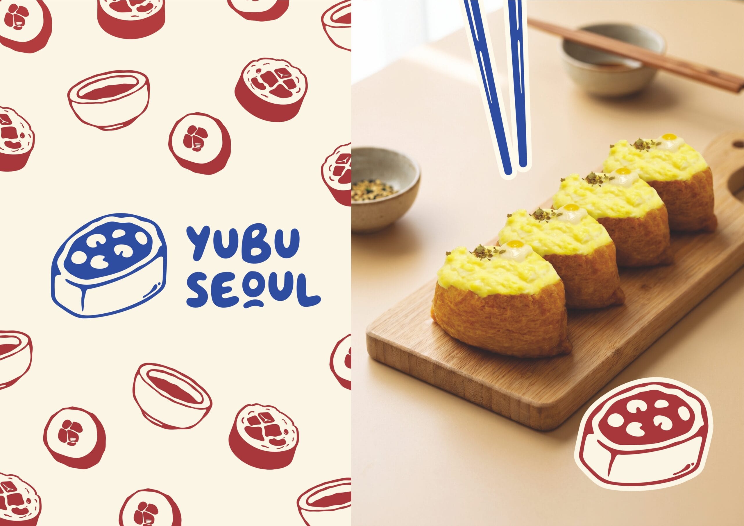 Yubu Seoul Korean restaurant branding with custom logo and food illustrations