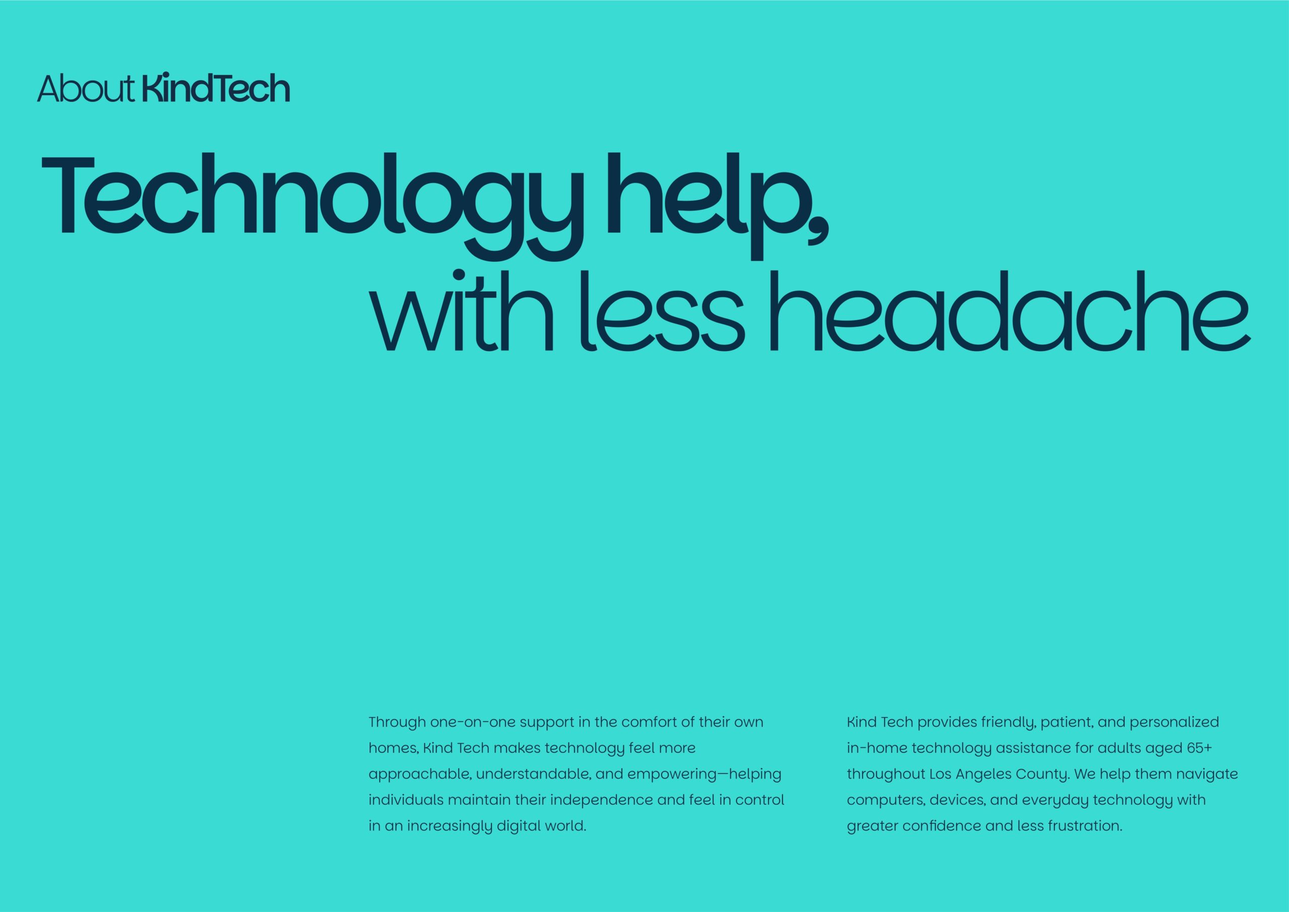 Kind Tech LA branding with a custom logo and marketing materials for senior technology support.