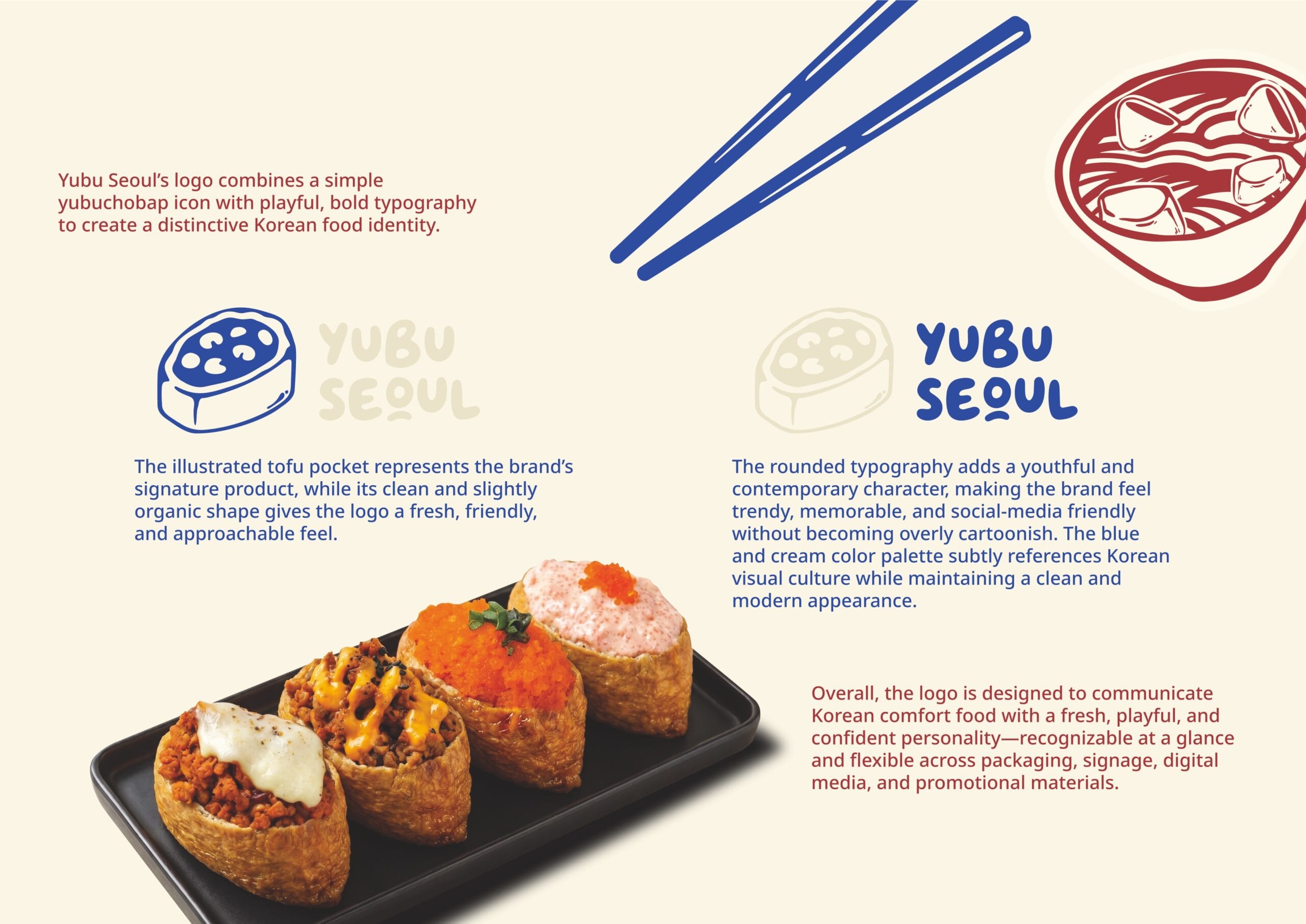 Yubu Seoul Korean restaurant branding with custom logo and food illustrations